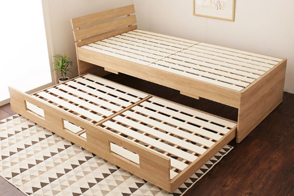親子ベッド 上のみ シングルベッド すのこベッド 下収納スペースあり  