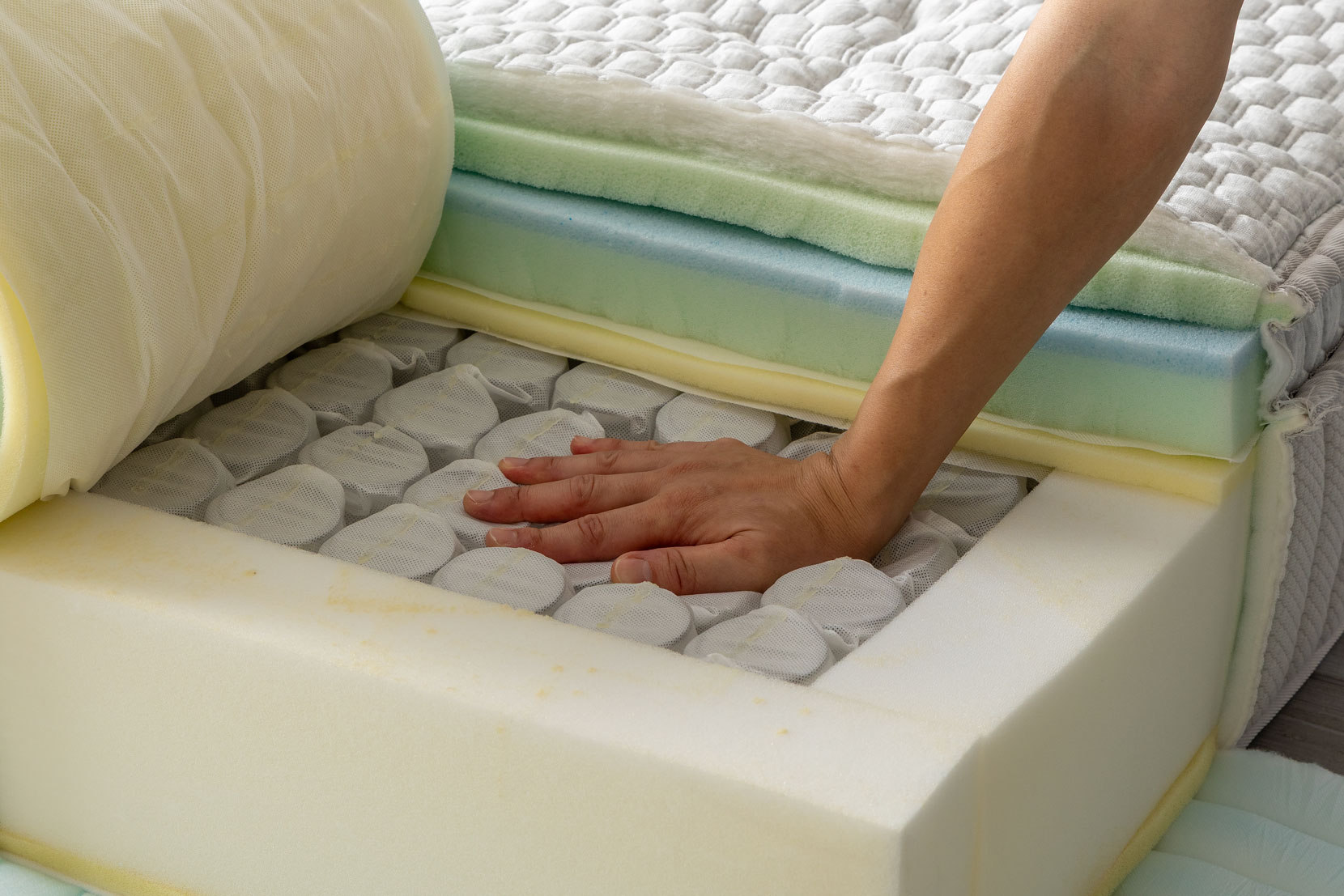 ポケットコイルの固定