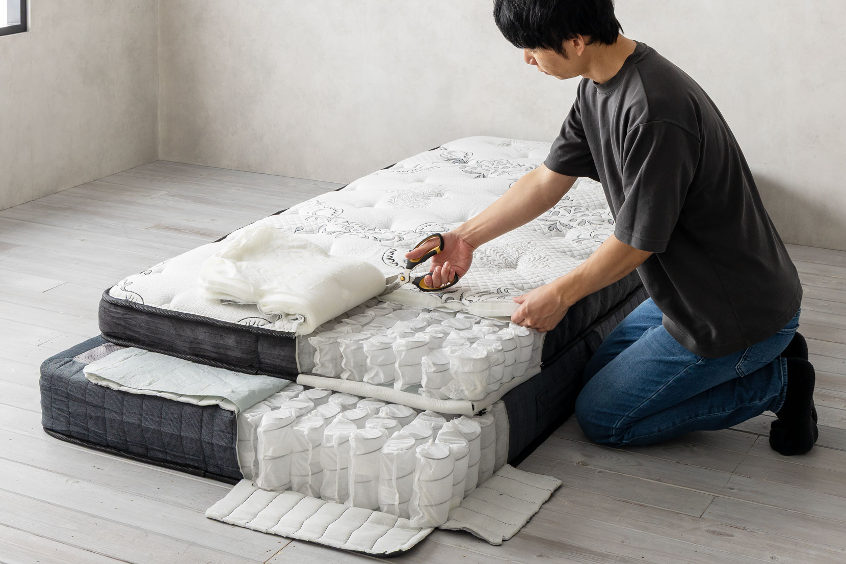アンサンブルマットレス（2層コイルタイプ）の解体
